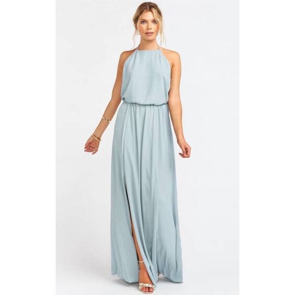 Show Me Your MuMu Heather Halter Dress Silver Sage Crisp XL NWT - Picture 1 of 9